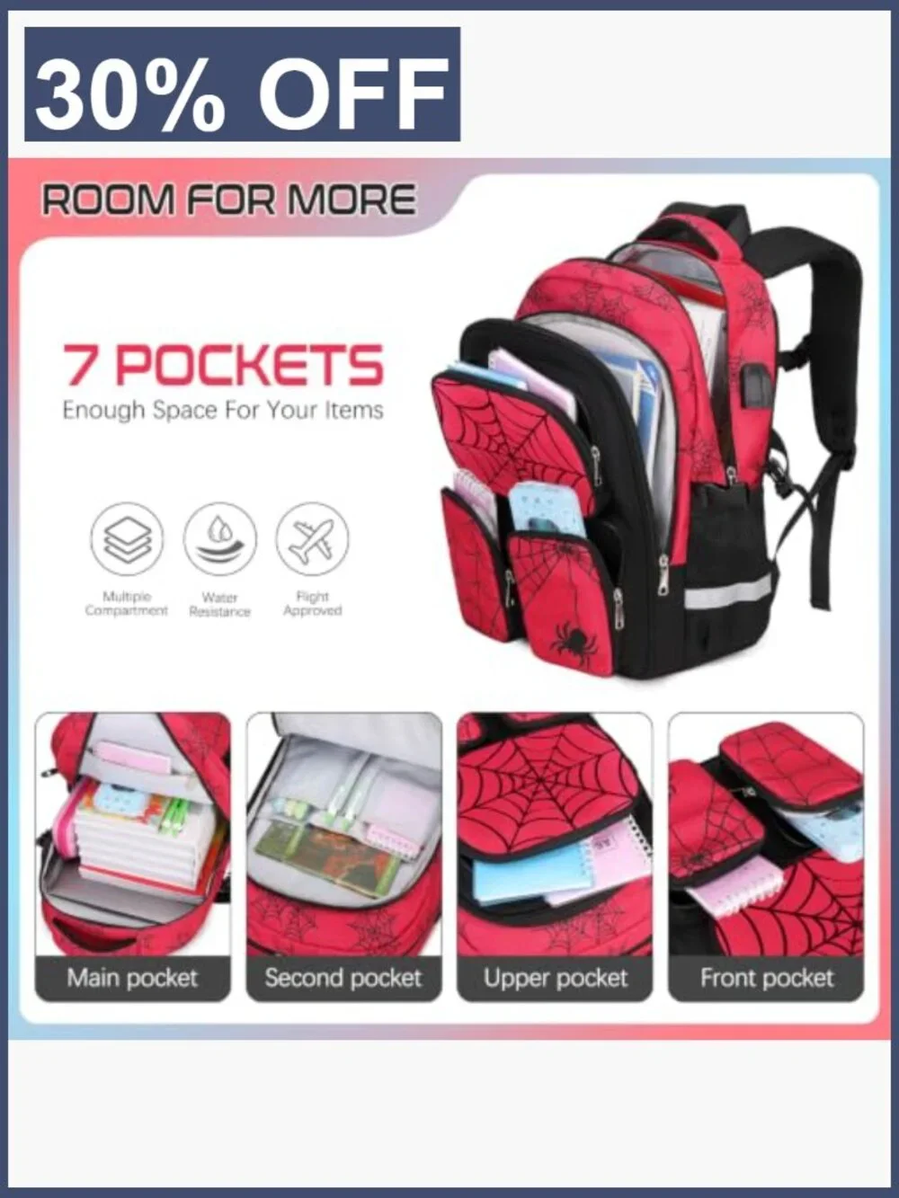 3-in-1 Kids Backpack Set with Lunch Bag & Pencil Pouch, Waterproof, USB Port